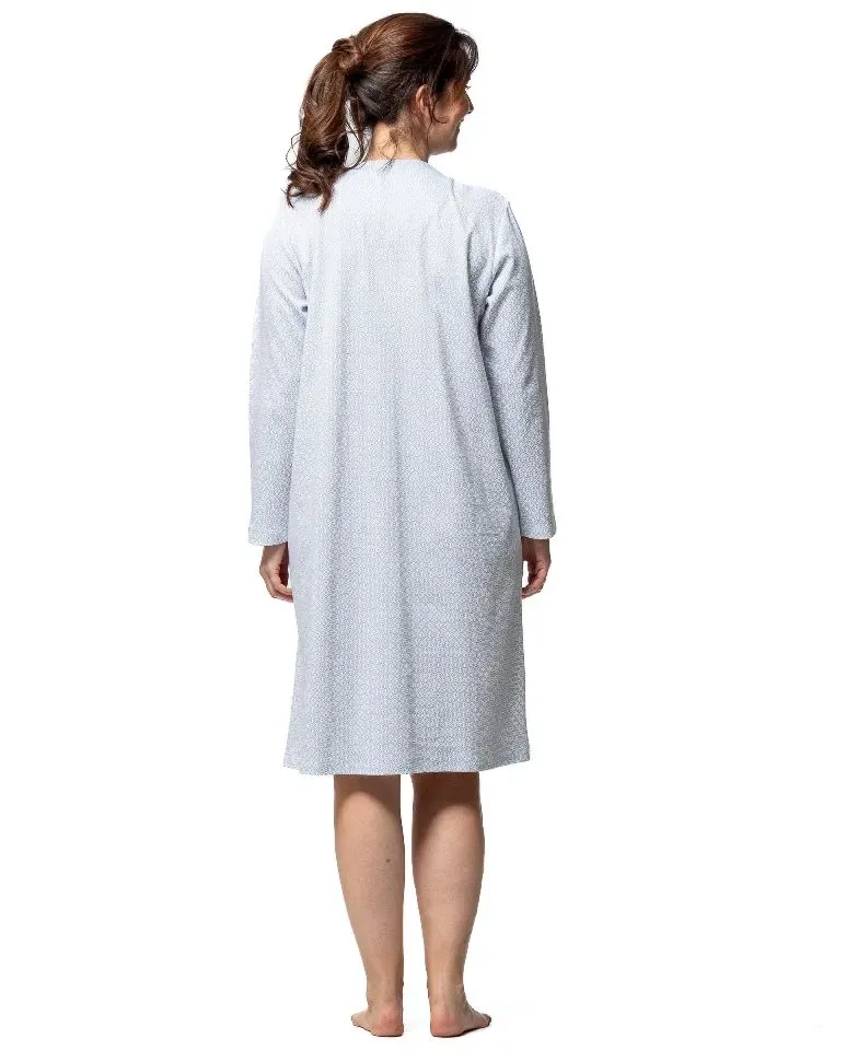 Egatex dames nachthemd: Blauw geprint, 110cm, interlock ( EGA.513 )