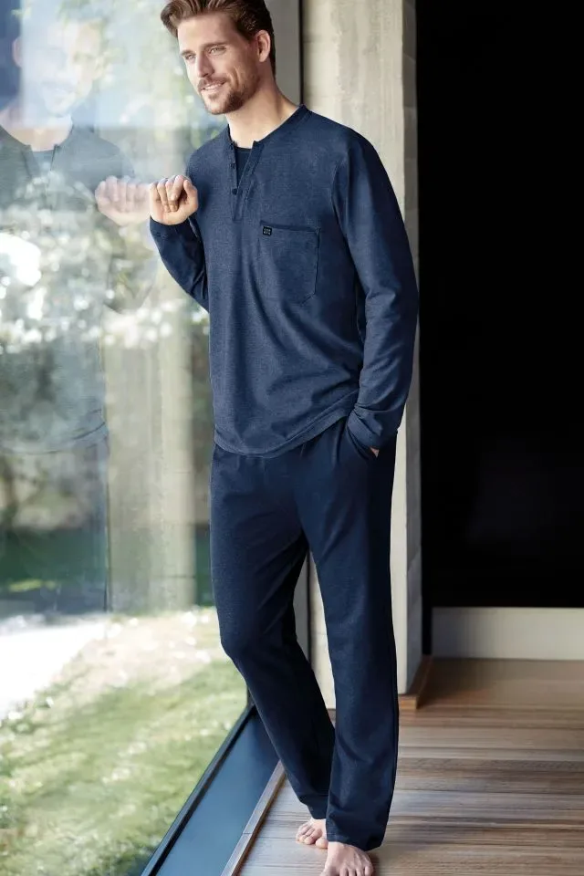 Janira / Janmen Heren pyjama: Smart Supreme, Blauw, recht model ( JAN.335 )