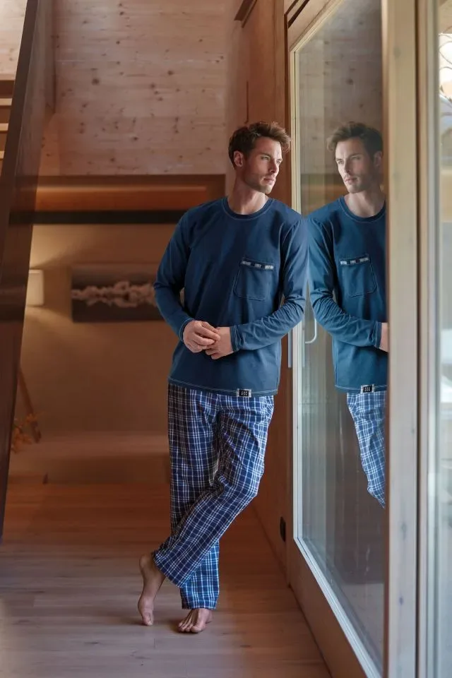 Janira / Janmen Heren pyjama: Always, Blauw, recht model ( JAN.337 )