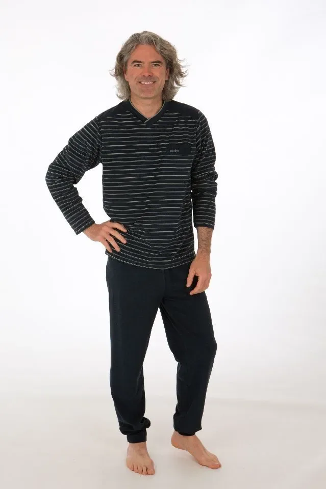Perlina heren pyjama: Tom, Donker blauw, badstof ( LINA.116 )
