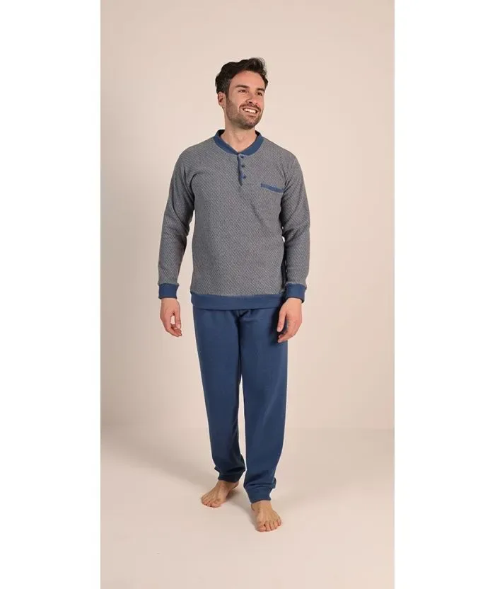 Gary pyjama Heren: Blauw, Punto Milano ( zeer warm ) ( Gary.129 )