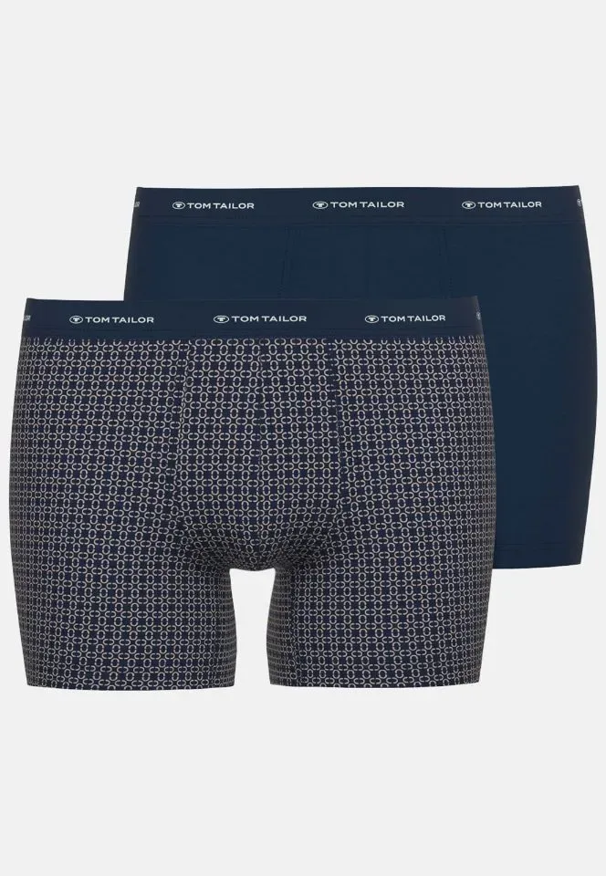 Tom Tailor Boxer: Long Pants, Blauw + Blauw, Duopack ( TOM.48)