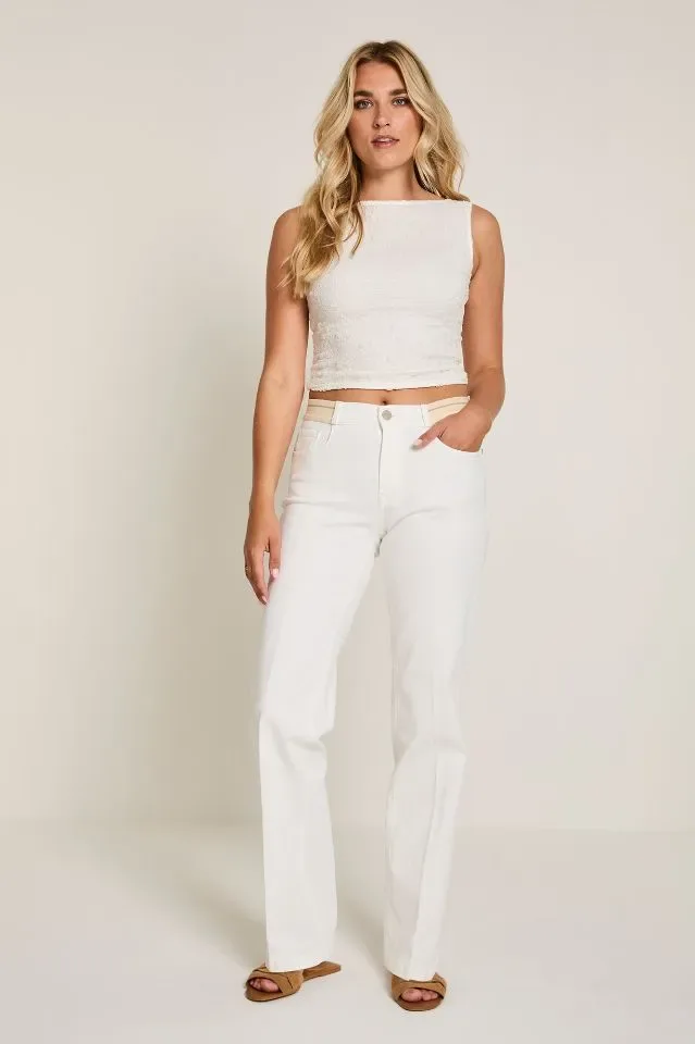 Para Mi Broek Eve Elastic: White, color denim ( PARA.391 )