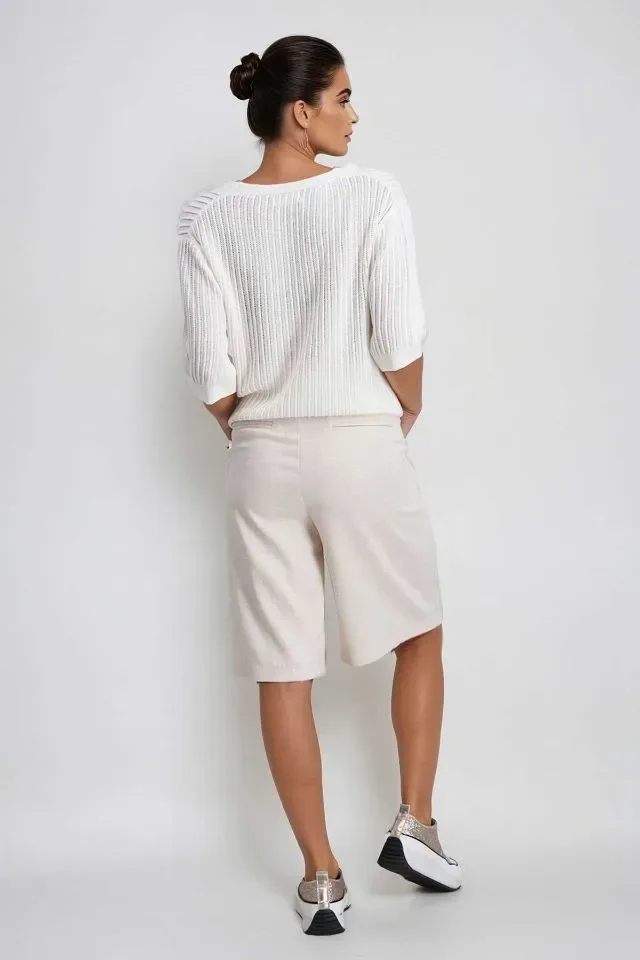 Signe Nature dames cardigan: Ecru, met knopen en korte mouw ( Signe.1353 )