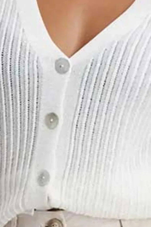 Signe Nature dames cardigan: Ecru, met knopen en korte mouw ( Signe.1353 )