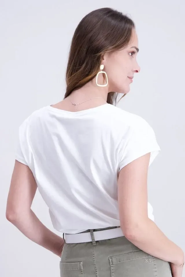 Signe Nature T-shirt: Ecru / Kaki ( Signe.1358 )