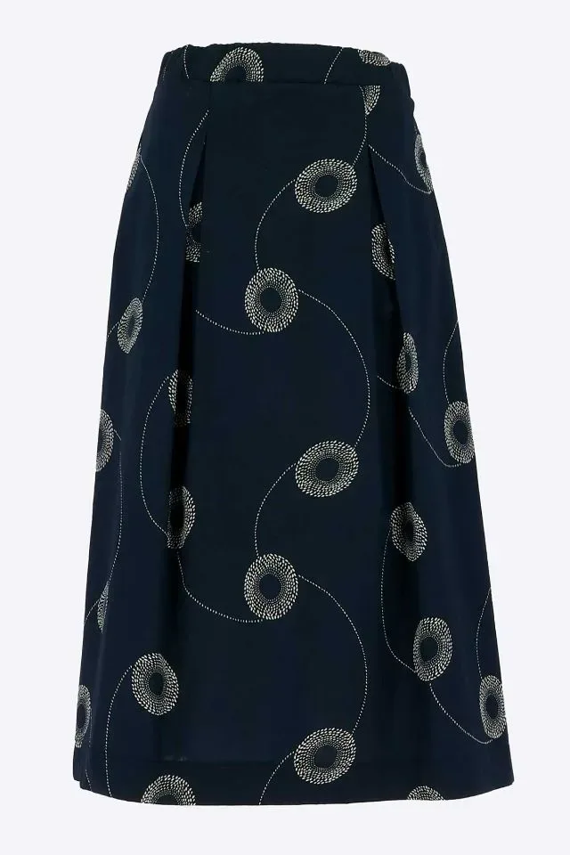 Signe Nature lange rok: Blauw / ecru ( Signe.1359 )