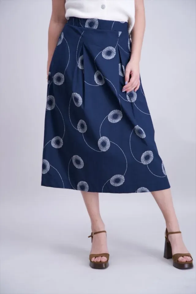 Signe Nature lange rok: Blauw / ecru ( Signe.1359 )