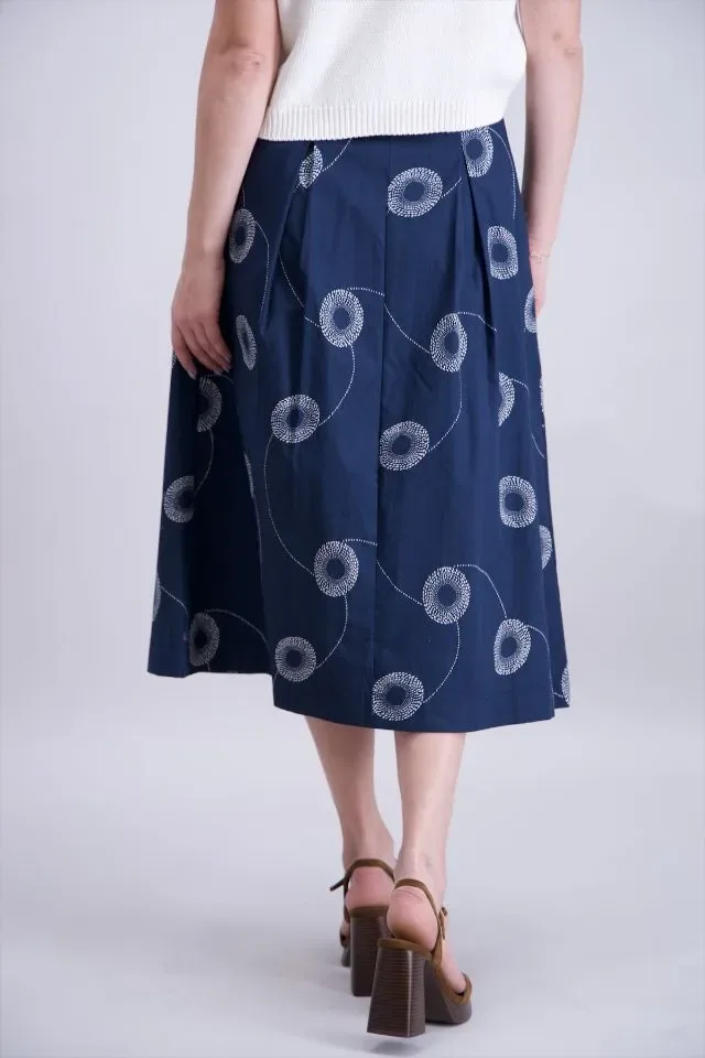 Signe Nature lange rok: Blauw / ecru ( Signe.1359 )