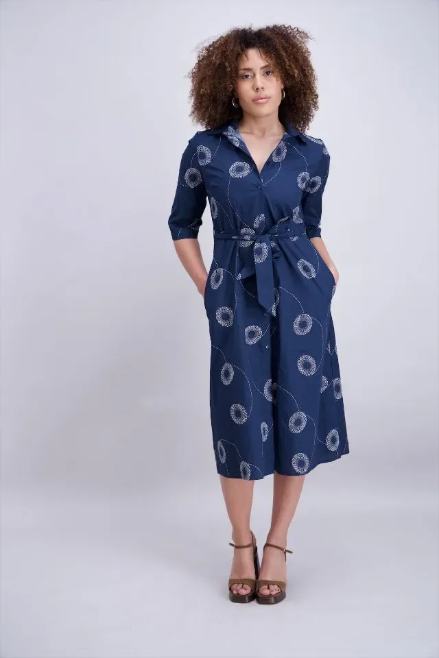 Signe Nature Kleed: blauw / wit, hemdskleed ( Signe.1361 )