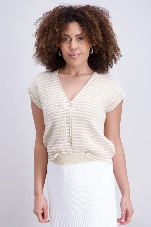 Signe Nature Kleed: Beige Cardigan SIGNE.1374