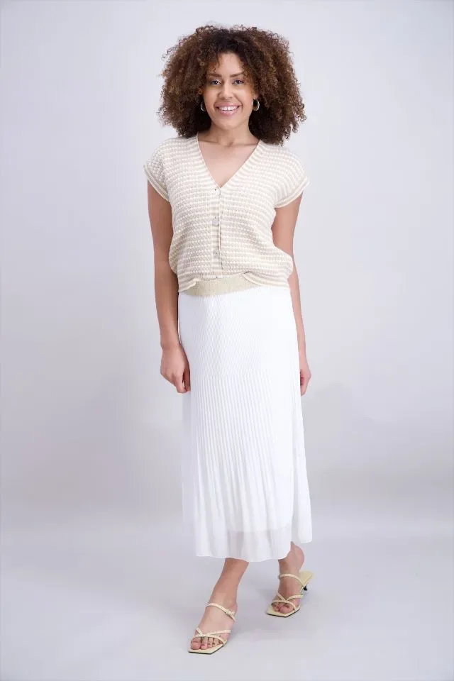 Signe Nature Kleed: Beige Cardigan SIGNE.1374