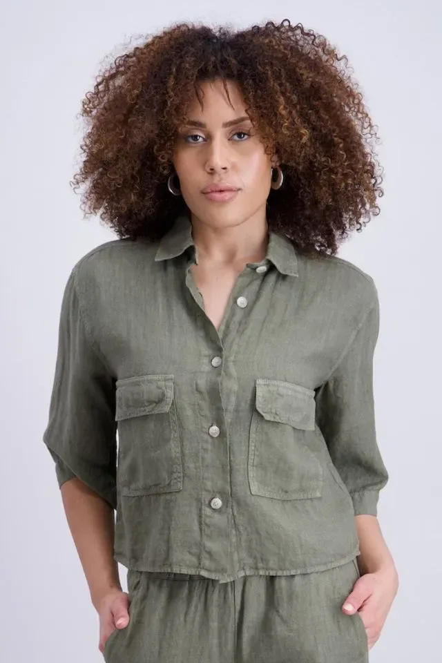 Signe Nature Linnen bloes / Blazer: Kaki ( Signe.1381 )