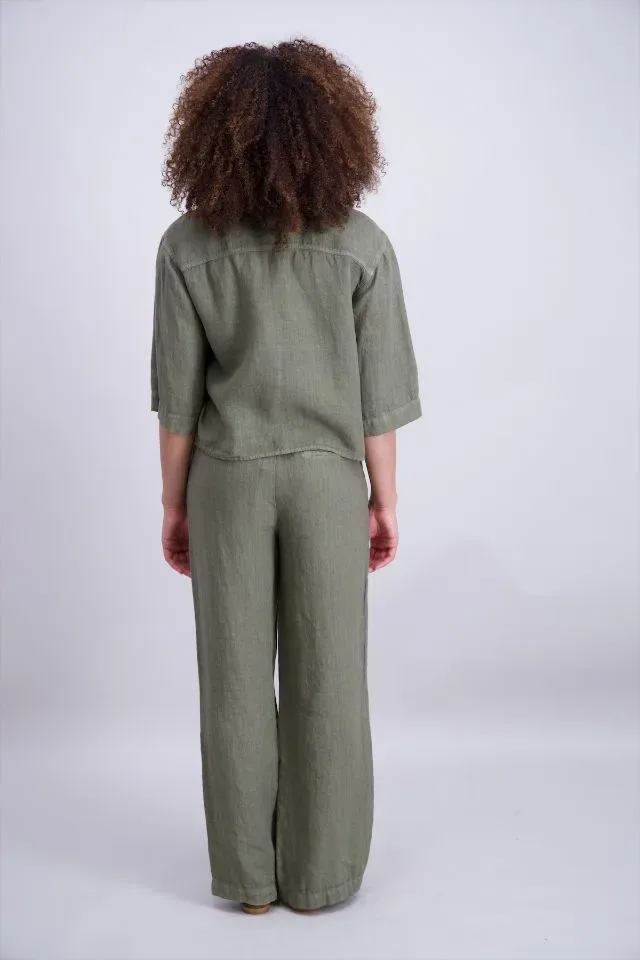Signe Nature Linnen bloes / Blazer: Kaki ( Signe.1381 )