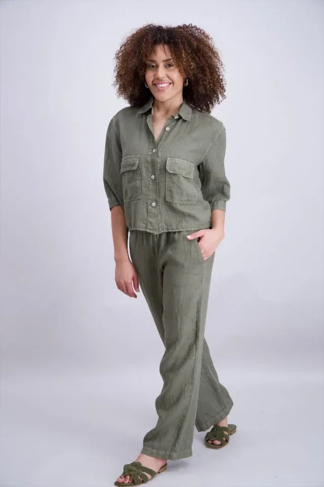 Signe Nature Linnen bloes / Blazer: Kaki ( Signe.1381 )