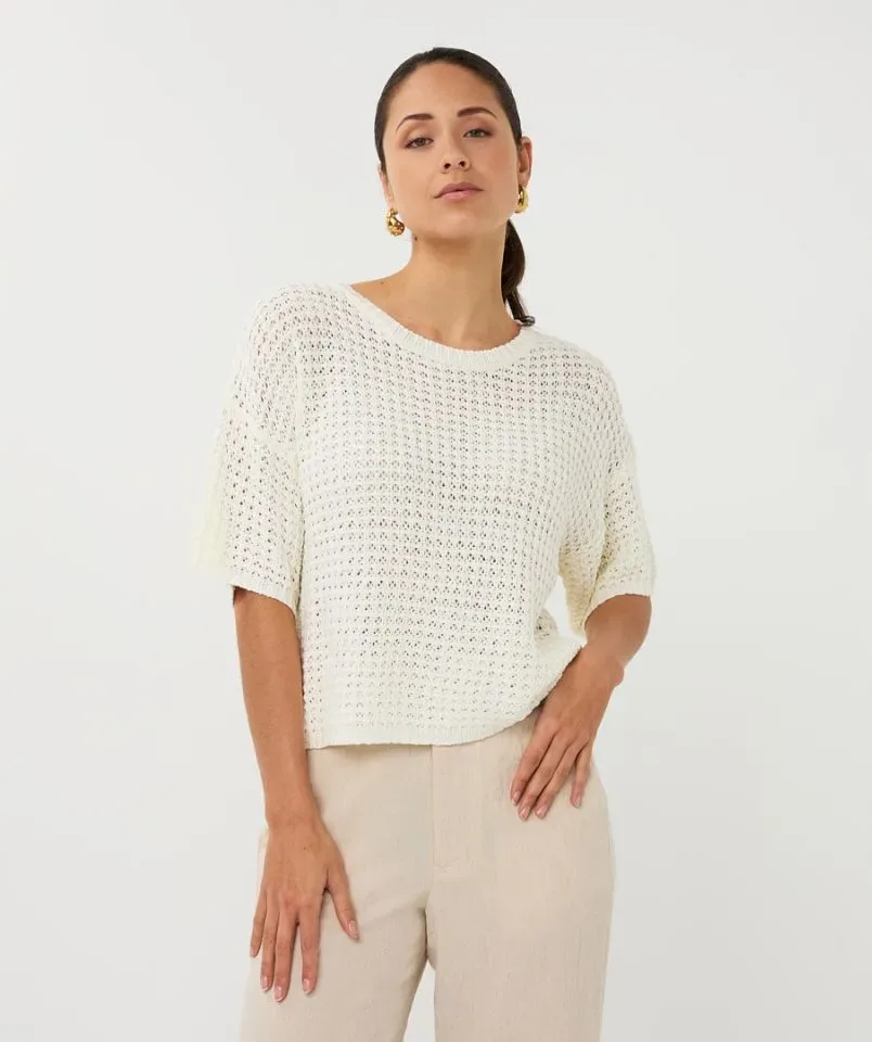 Esqualo Pull: Off White, Ajour brei ( ESQ.316 )