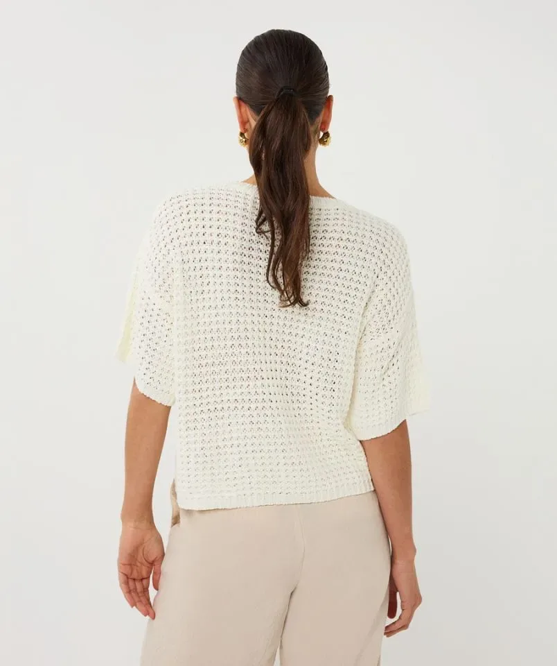 Esqualo Pull: Off White, Ajour brei ( ESQ.316 )