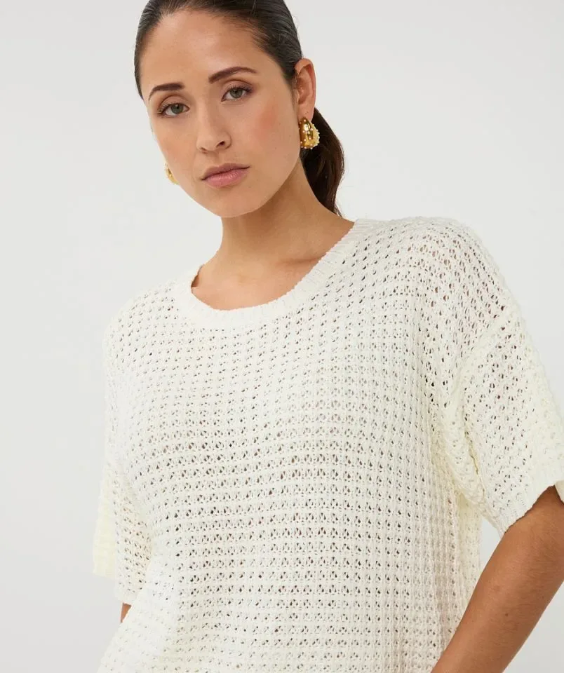 Esqualo Pull: Off White, Ajour brei ( ESQ.316 )