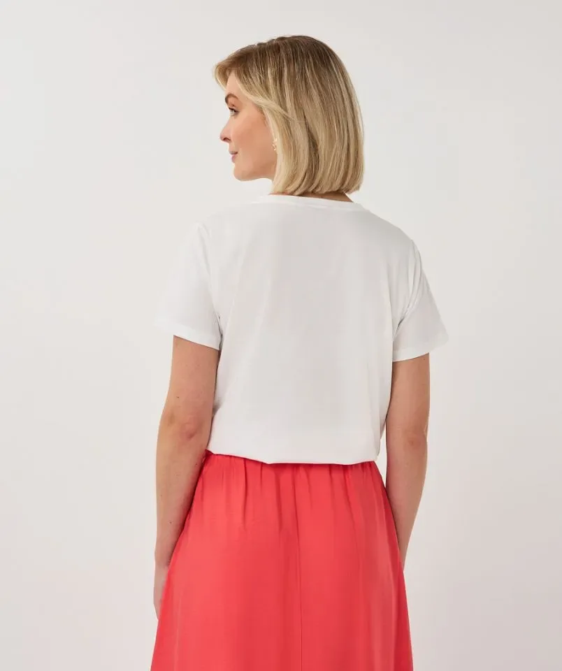 Esqualo T-shirt: Off White / Chili Red, Korte mouw ( ESQ.318 )