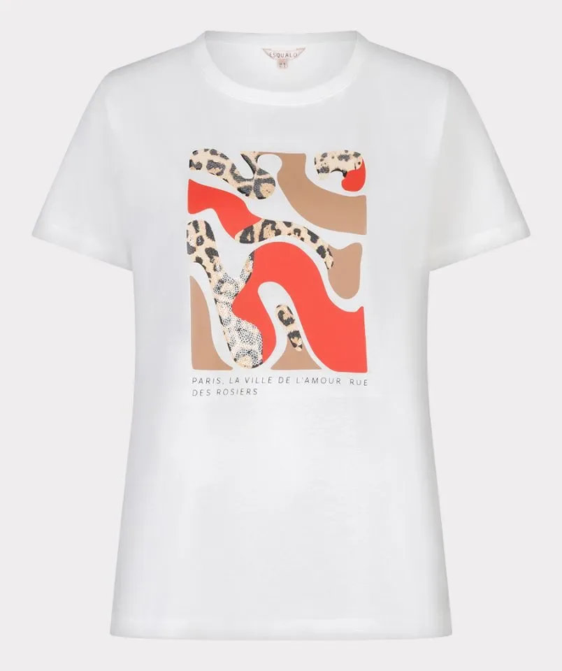 Esqualo T-shirt: Off White / Chili Red, Korte mouw ( ESQ.318 )