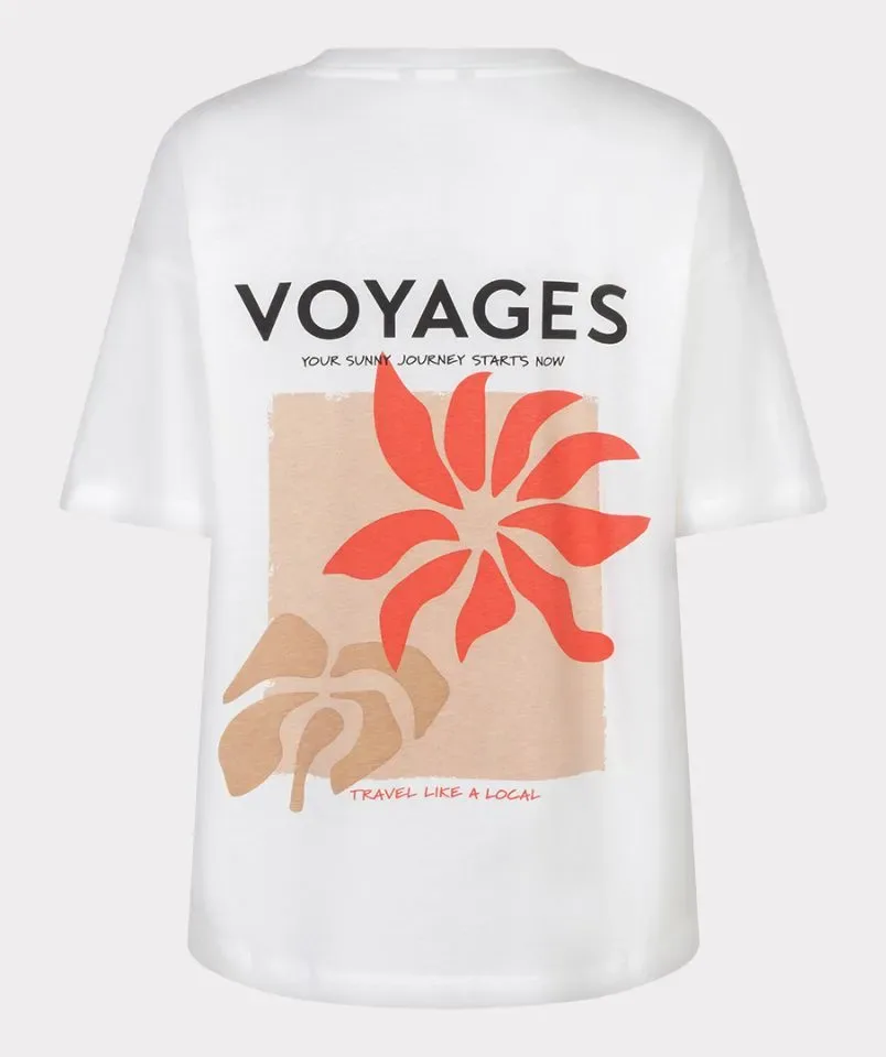 Esqualo T-shirt: Off White / Chili Red, Korte mouw, Voyages ( ESQ.319 )