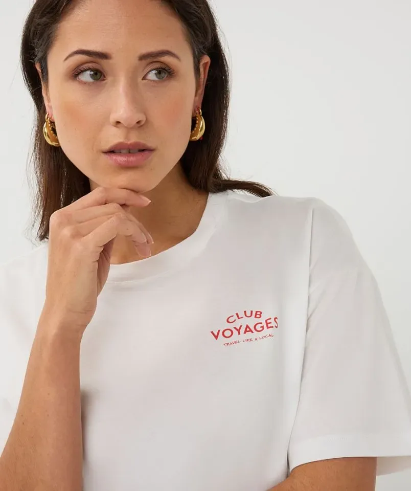 Esqualo T-shirt: Off White / Chili Red, Korte mouw, Voyages ( ESQ.319 )