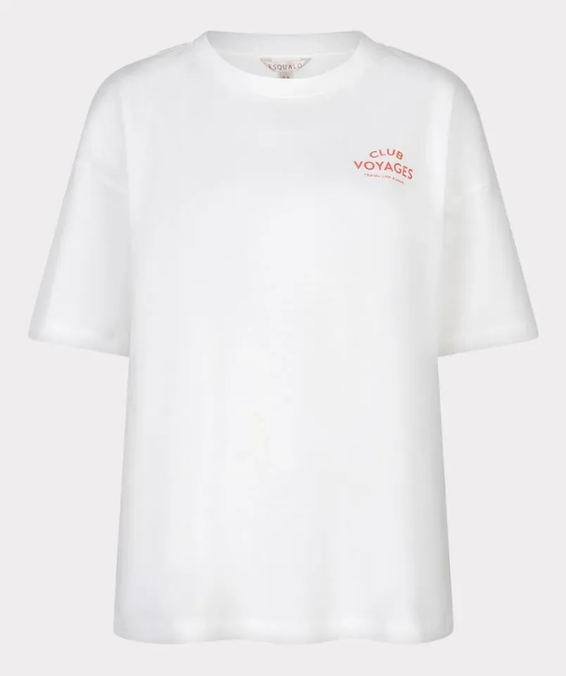 Esqualo T-shirt: Off White / Chili Red, Korte mouw, Voyages ( ESQ.319 )
