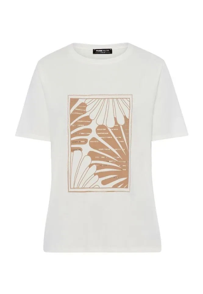 Frank Walder Dames T-shirt: Wit / beige ( WAL.90 )