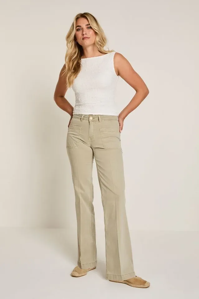 Para Mi Dames Broek: Eve ( Pocket ) / cotton Tencel, light olive ( PARA.400 )