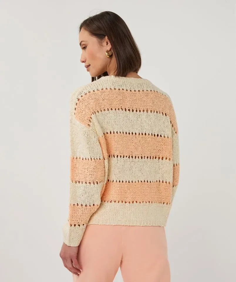 Esqualo Dames pull: Ecru / Belini, Ajour brei, lange mouwen ( ESQ.326 )