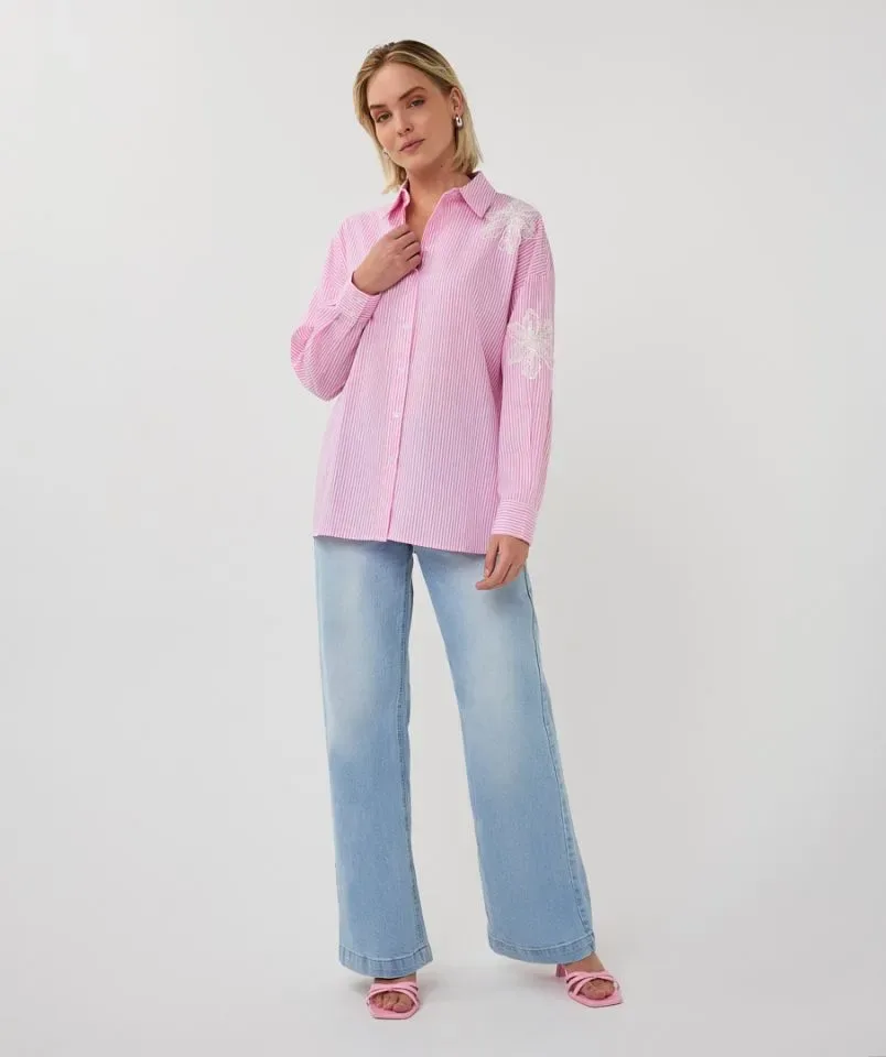 Esqualo bloes gestreept: Rose / wit, oversized ( ESQ.334 )
