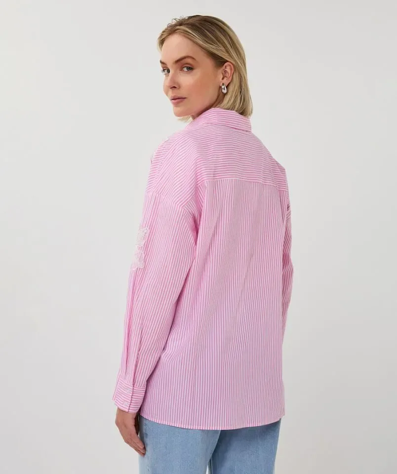 Esqualo bloes gestreept: Rose / wit, oversized ( ESQ.334 )