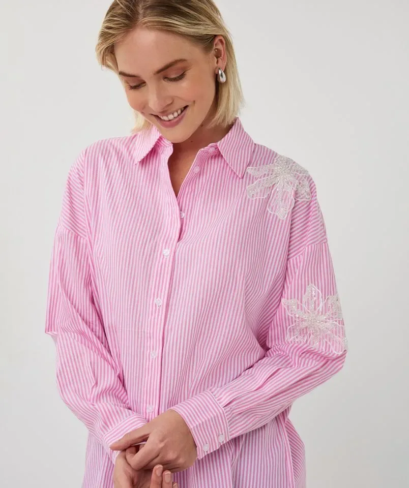 Esqualo bloes gestreept: Rose / wit, oversized ( ESQ.334 )