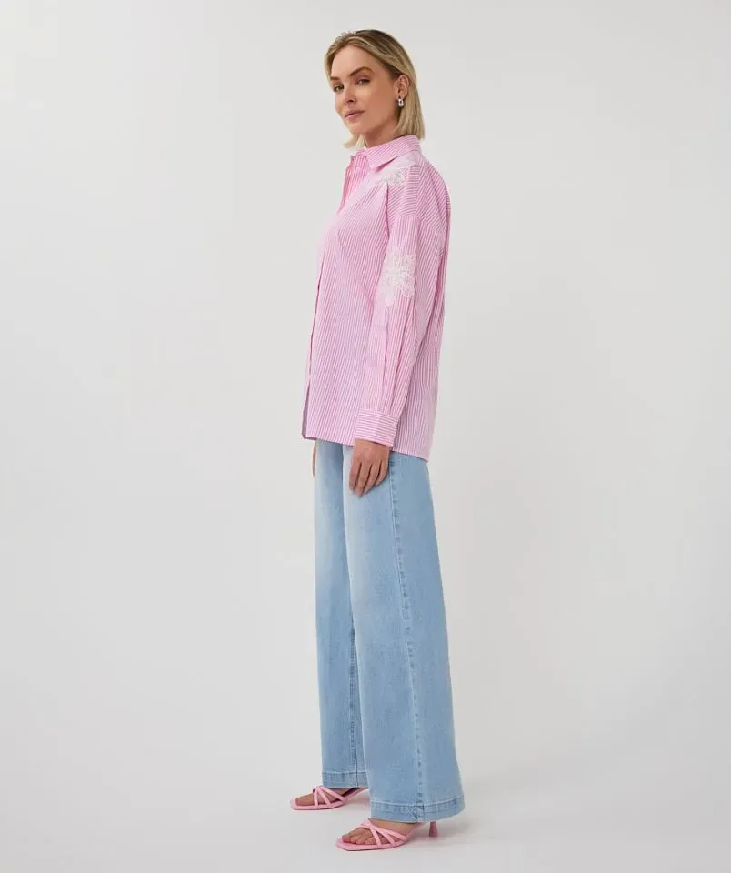 Esqualo bloes gestreept: Rose / wit, oversized ( ESQ.334 )