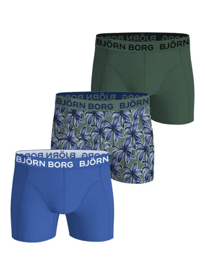 Bjorn Borg Boxer Heren: Cotton Stretch 3 pack, Blauw / groen ( BJO.21 )