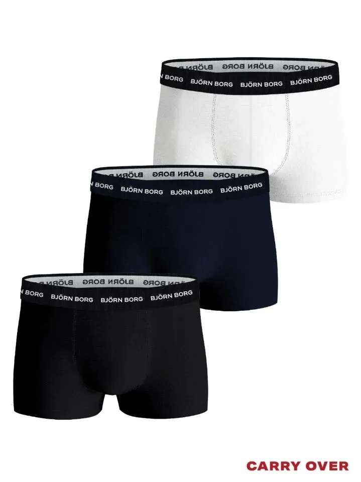 Bjorn Borg Boxer Heren: Cotton Stretch Trunk 3 pack, blauw / wit / zwart ( BJO.23 )