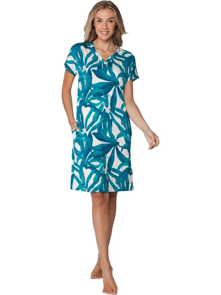 Pastunette Dames nachthemd: Turquoise, L95 ( PAS.154 )