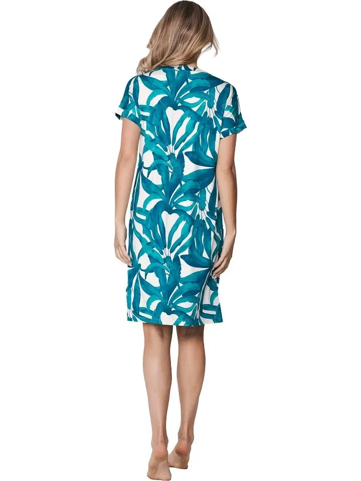 Pastunette Dames nachthemd: Turquoise, L95 ( PAS.154 )