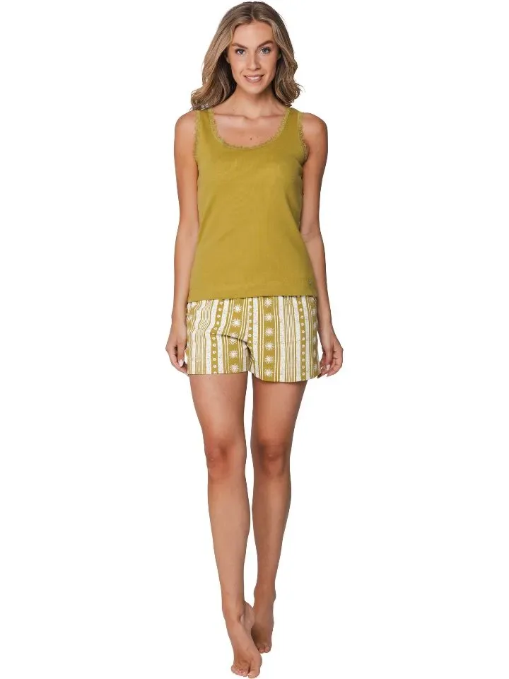 Pastunette dames pyjama: Groen, top + short ( PAS.159 )