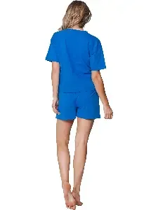 Pastunette dames pyjama / Home Wear: Blauw, t-shirt + short ( PAS.160 )