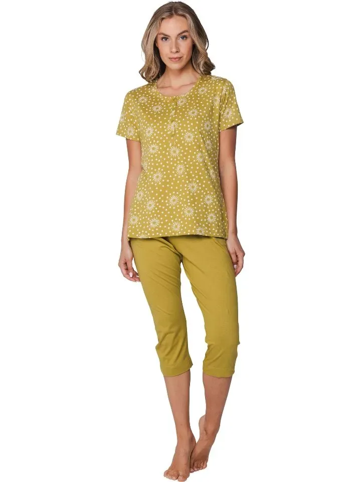 Pastunette dames pyjama: Groen, Korte mouw / kniebroek ( PAS.162  )