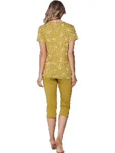 Pastunette dames pyjama: Groen, Korte mouw / kniebroek ( PAS.162  )