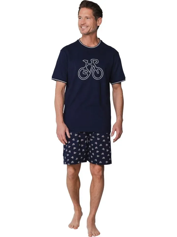 Pastunette Heren Pyjama: Blauw, Fiets motief ( pas.166)