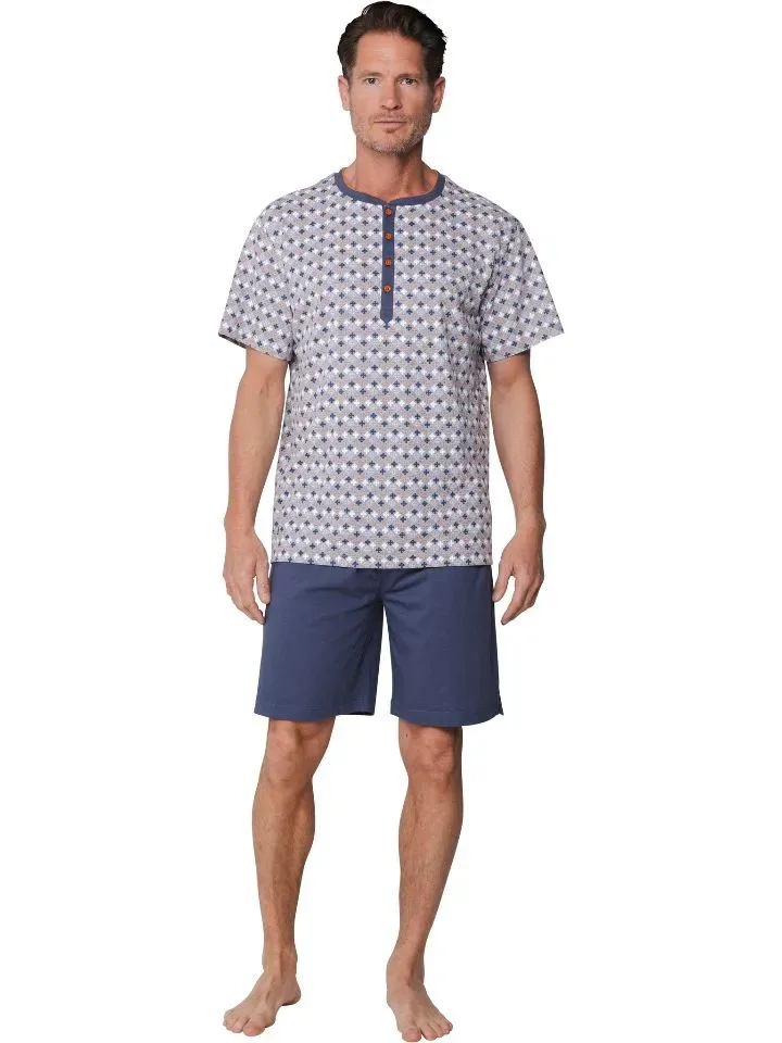 Pastunette Heren Pyjama: Grijs afgewerkt met oranje ( PAS.167 )