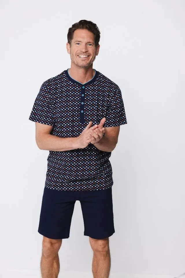 Pastunette Heren Pyjama: Blauw, korte mouw / short ( PAS.168 )