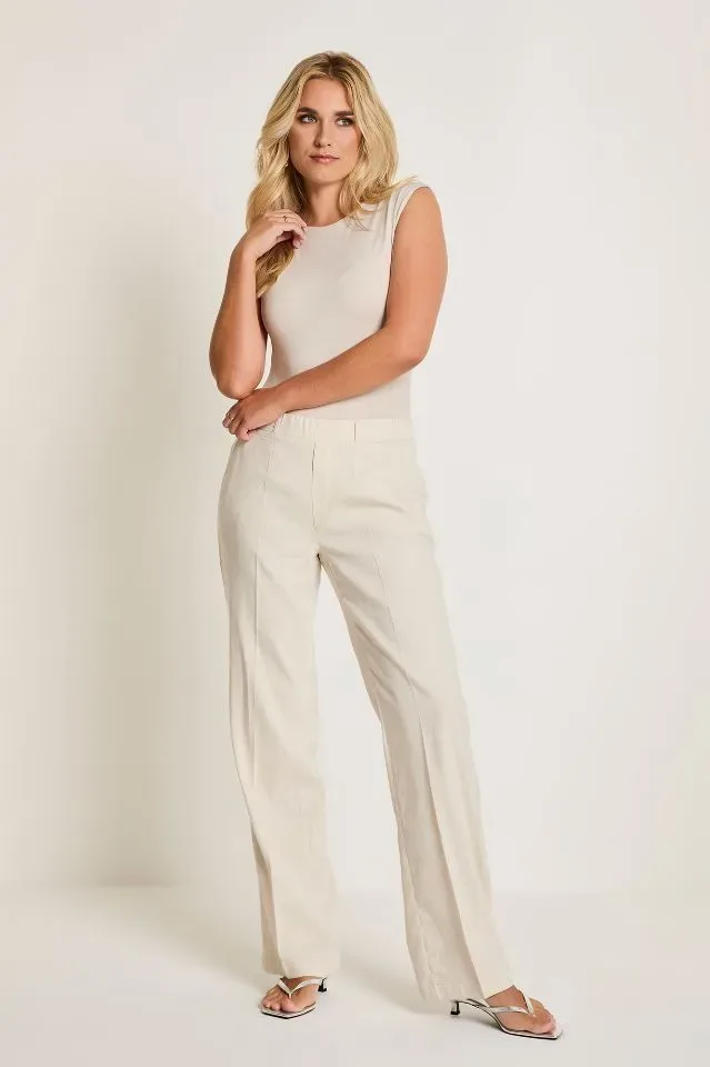 Para Mi Linnen Broek: Hannah, flowy linnen, Sand kleur ( PARA.414