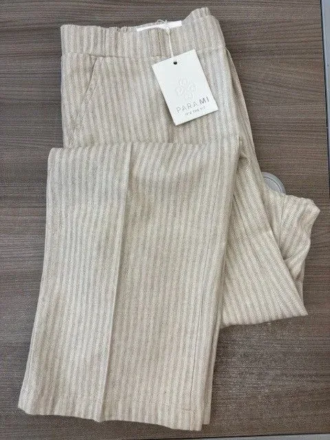 Para Mi Linnen Broek: Hannah, Striped linnen, Sand kleur ( PARA.416 )