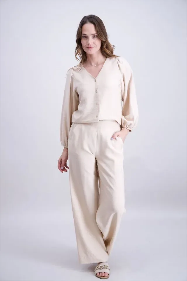 Signe Nature Zomer broek: Beige, elastiek in de lenden ( Signe.1388 )
