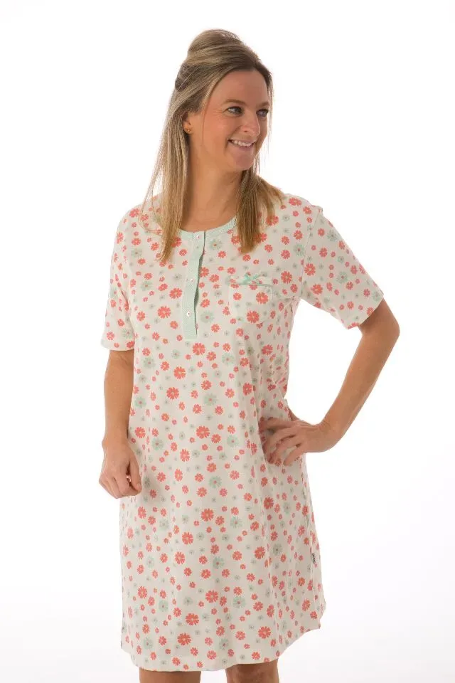 Perlina nachthemd dames: Babette, Groen, lengte 100cm ( lina.123 )
