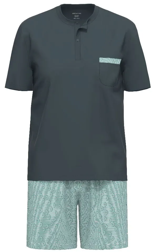 Ammann Heren Pyjama: Blauw, korte mouw / short ( AMM.687 )
